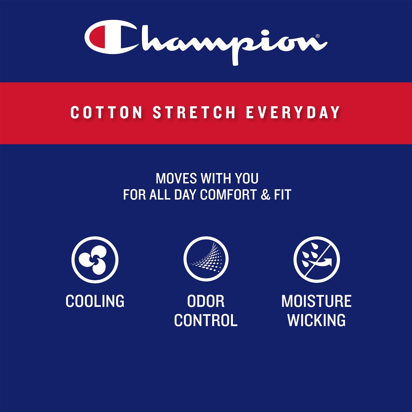 Champion Men's Everyday Cotton Stretch 5 Pack Boxer Briefs, Total Support Pouch, Moisture-Wicking, No Ride-up Fit