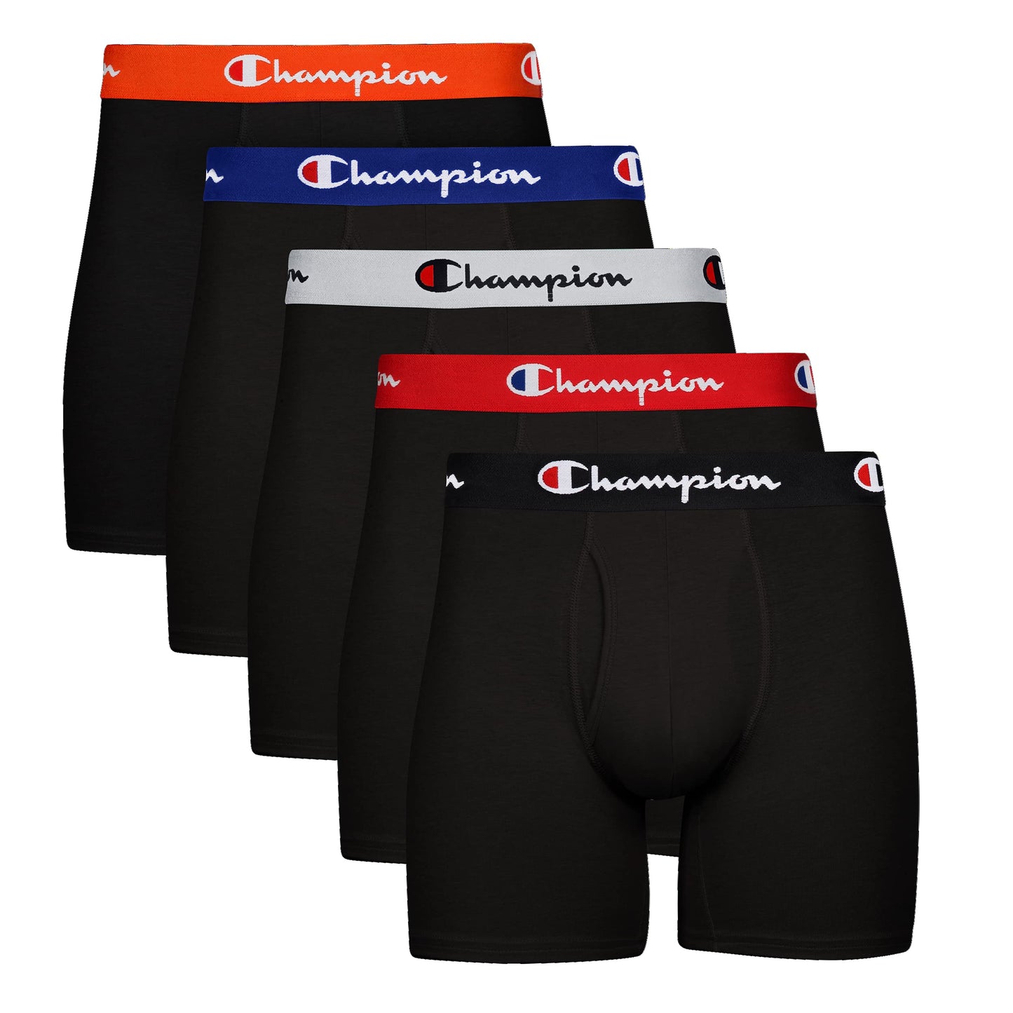 Champion Men's Everyday Cotton Stretch 5 Pack Boxer Briefs, Total Support Pouch, Moisture-Wicking, No Ride-up Fit